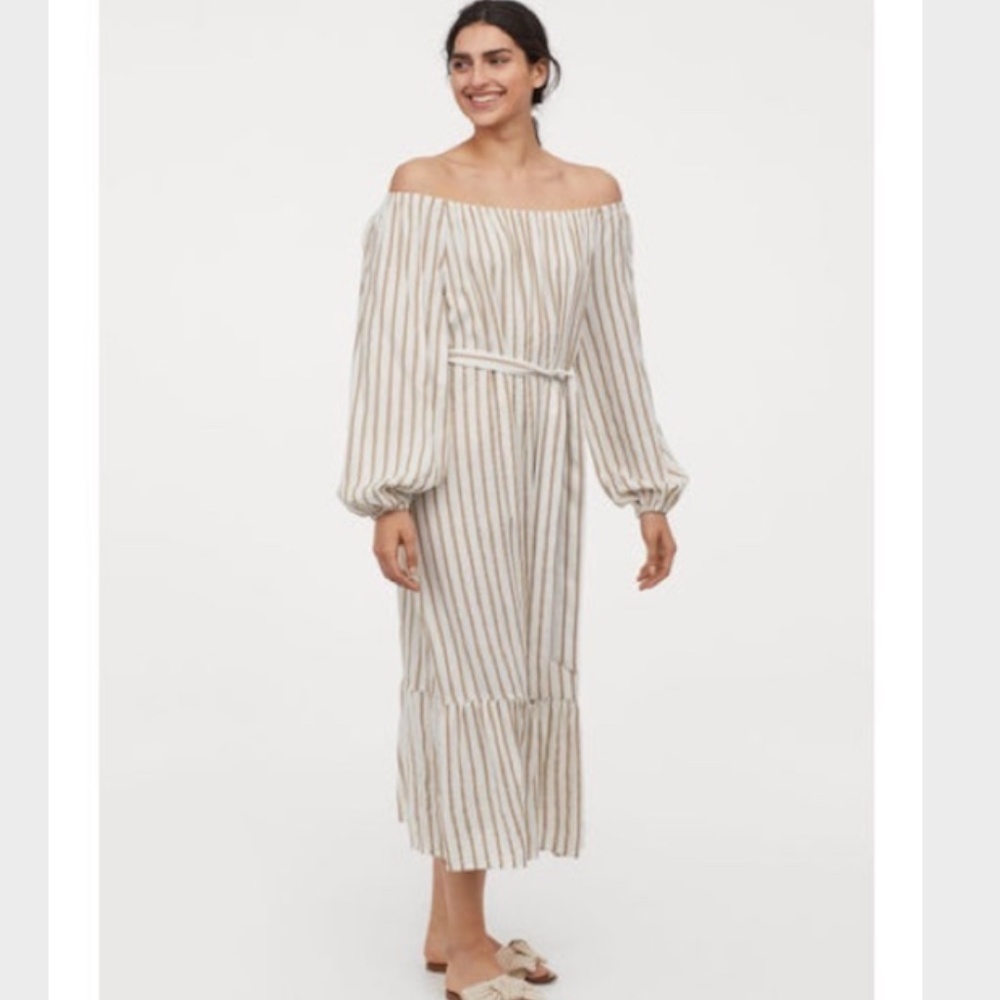 H&M Off Shoulder Striped Maxi Dress